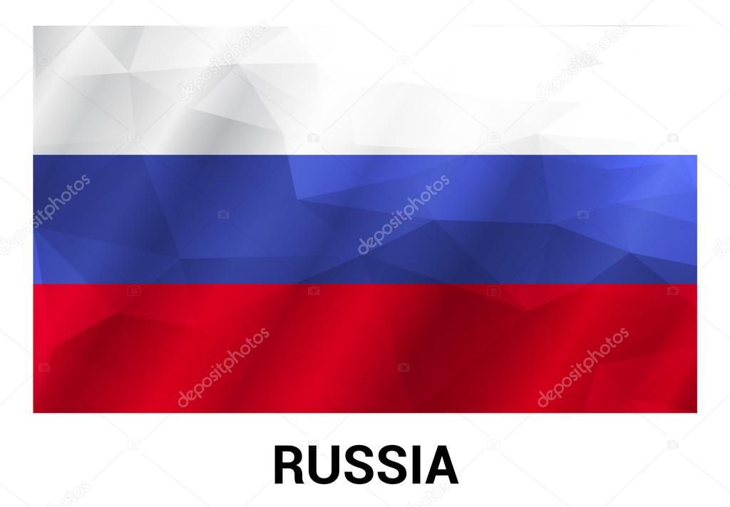 Russia Flag, geometric polygonal shapes.