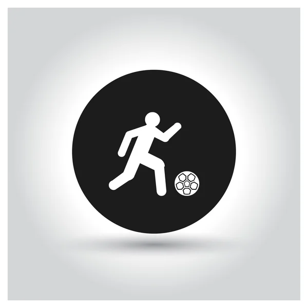 Fotbollspelare med bollen ikonen — Stock vektor