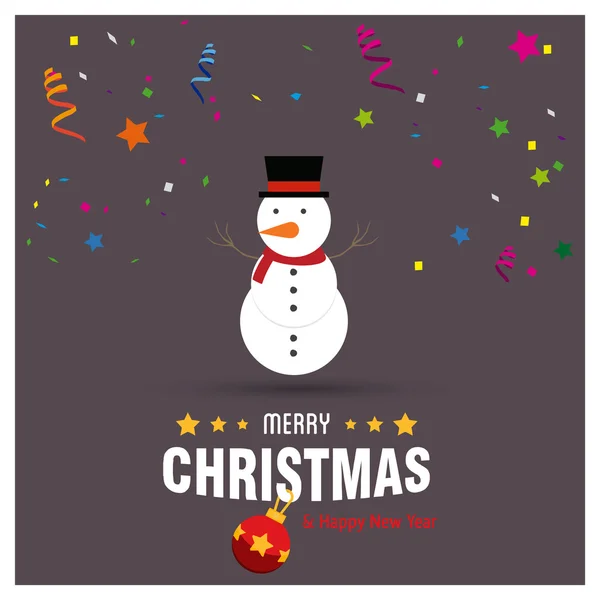 可爱的雪人圣诞装饰模板设计，圣诞新年平卡图 — 图库矢量图片