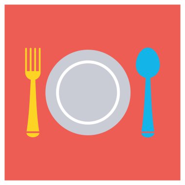 Çatal, kaşık ve plaka simgesi