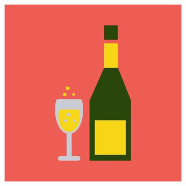 şampanya şişesi ve bardağı simgesi