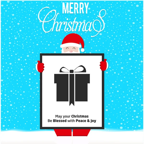 Weihnachtsmann mit Karte mit Geschenkkarton — Stockvektor