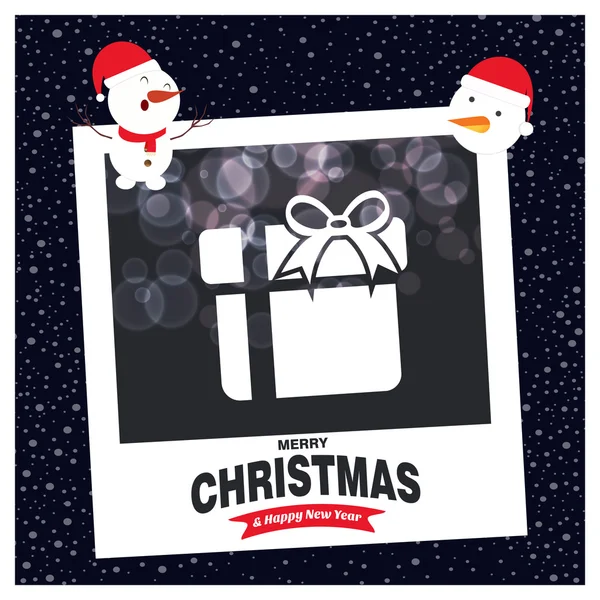 Frohe Weihnachten Karte mit Geschenkbox — Stockvektor