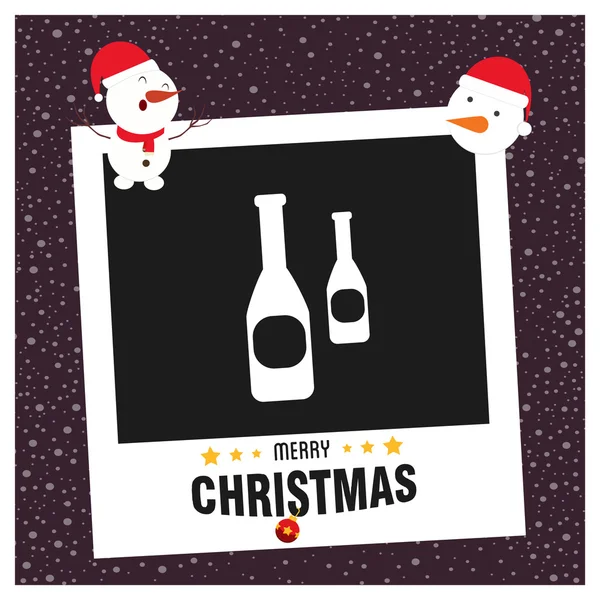 Christmas card with champagne icon — Stock Vector