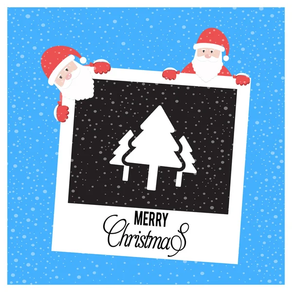 Santa Clauses card with fir trees — Stock vektor