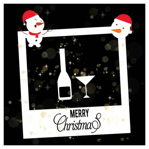 Weihnachtskarte mit Champagner-Symbol — Stockvektor