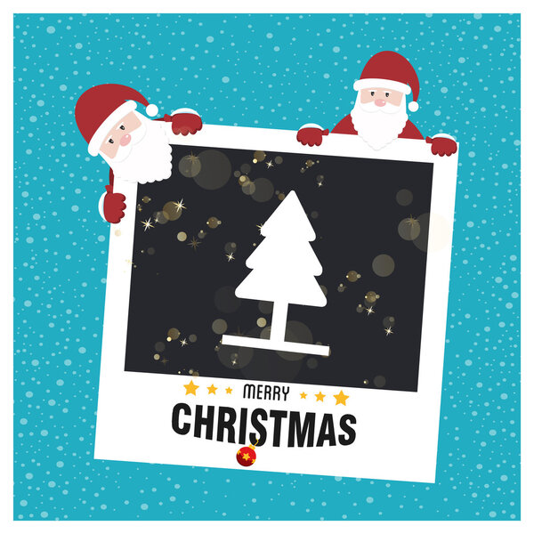 Santa Clauses card with fir tree