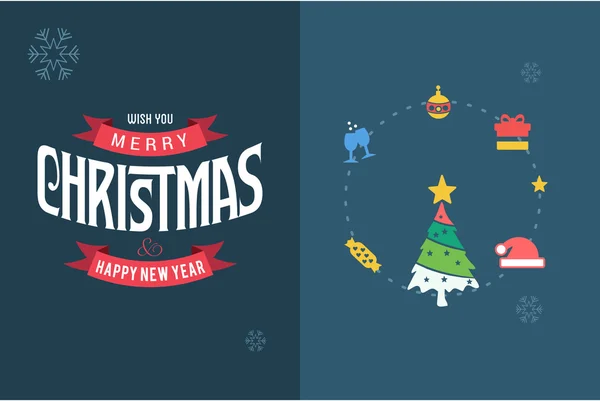 Feliz Navidad Tarjeta Horizontal — Vector de stock