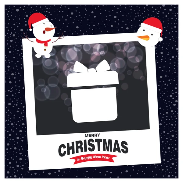 Feliz cartão de Natal com caixa de presente — Vetor de Stock