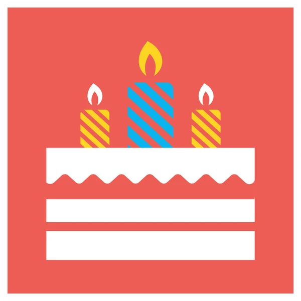 Pastel de cumpleaños icono plano — Vector de stock