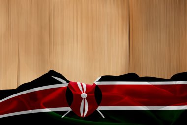 Kenya bayrak ve ahşap arka plan