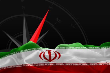 Iran bayrağı ve gezinti pusula 
