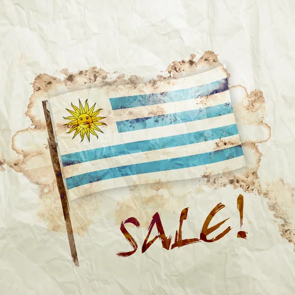 Uruguay flagga på akvarell grunge paper — Stockfoto