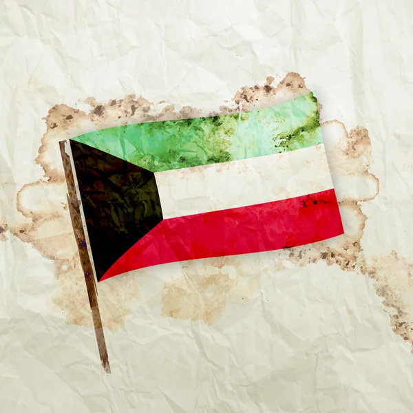 Kuwaits flagga på papper bakgrund — Stockfoto
