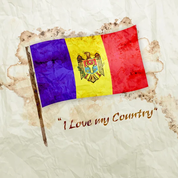 Прапор Молдови на папері аквареллю гранж — стокове фото
