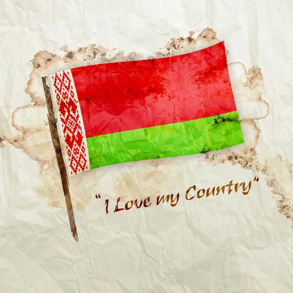 Vitrysslands flagga på akvarell grunge paper — Stockfoto