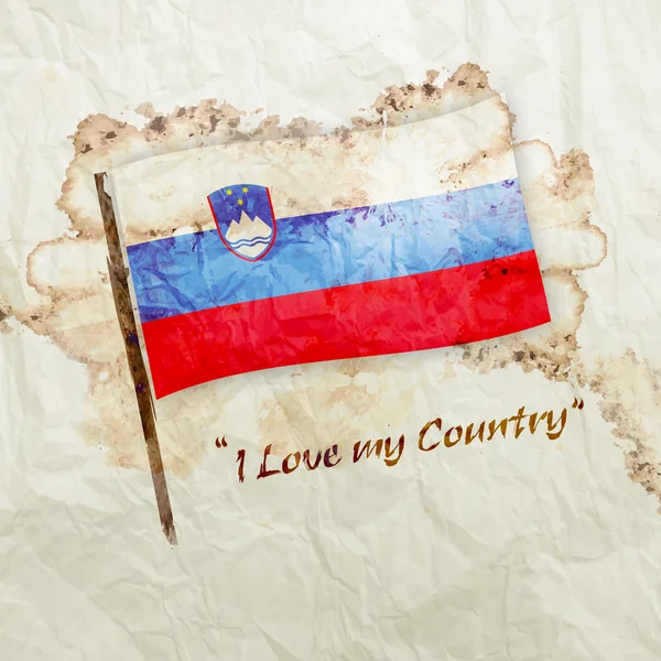 Bandera de Eslovenia sobre papel grunge acuarela — Foto de Stock