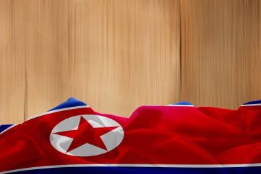 ahşap arka plan Kuzey Kore bayrağı