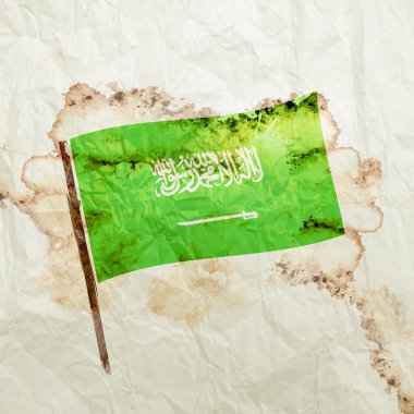 Suudi Arabistan bayrağı suluboya grunge kağıt üzerinde