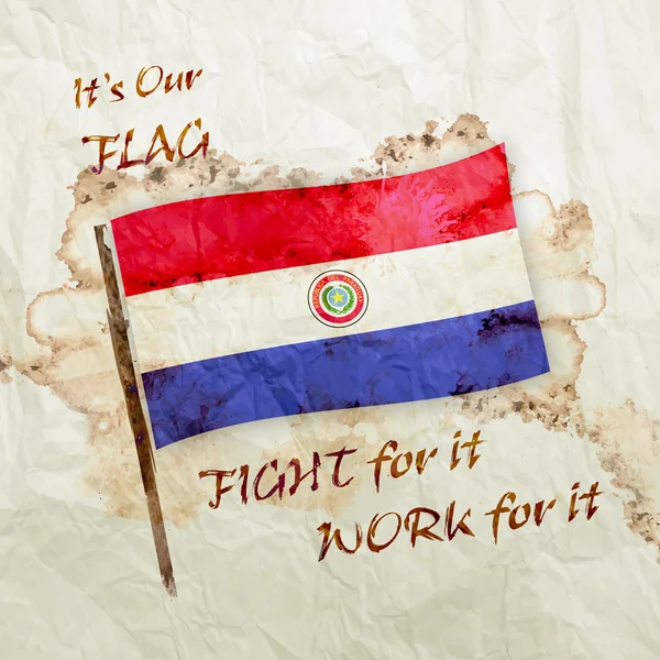 Paraguay bayrak suluboya grunge kağıt üzerinde — Stok fotoğraf