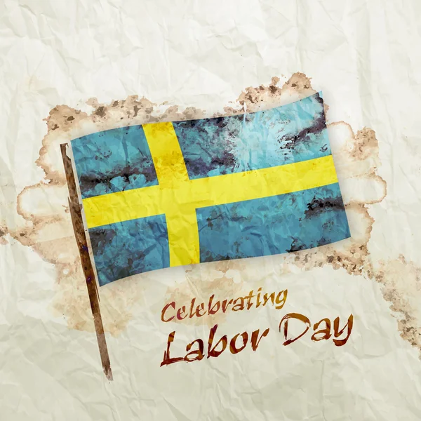 İsveç bayrağı suluboya grunge kağıt üzerinde — Stok fotoğraf