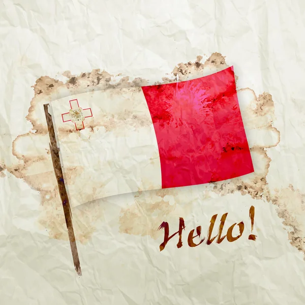 Прапор Мальти гранж аквареллю папір — стокове фото