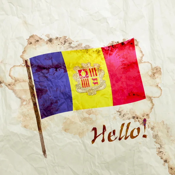 Andorra flagga på akvarell grunge paper — Stockfoto