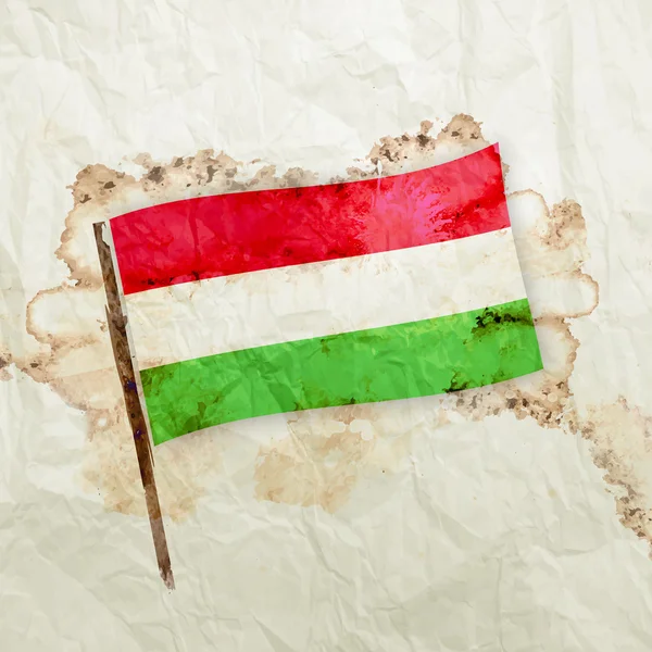Drapeau Hongrie sur papier aquarelle grunge — Photo
