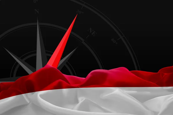 Indonesia flag and Navigation compass — Stock Photo, Image