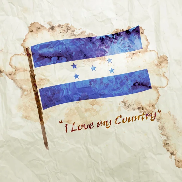 Bandera de Honduras sobre papel grunge acuarela —  Fotos de Stock