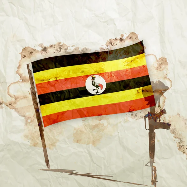 Uganda neue Guinea-Flagge auf Aquarell-Grunge-Papier — Stockfoto