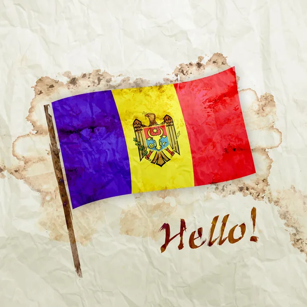Флаг Молдовы на акварельной гранж-бумаге — стоковое фото