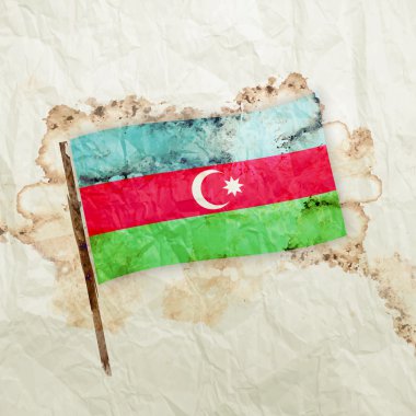 Azerbaycan bayrağı suluboya grunge kağıt üzerinde