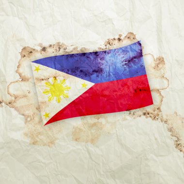 Filipinler bayrağı suluboya grunge kağıt üzerinde 