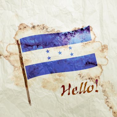 Honduras bayrağı suluboya grunge kağıt üzerinde 