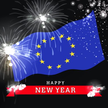 Yeni yıl kartı bayrak ile 