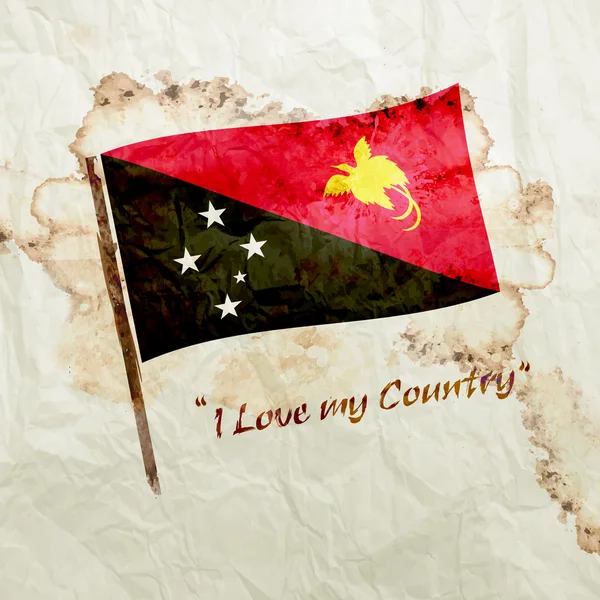 Bandera de Papúa sobre papel grunge acuarela — Foto de Stock