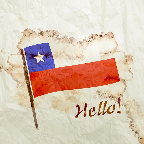 Bandera de Chile sobre papel grunge acuarela —  Fotos de Stock