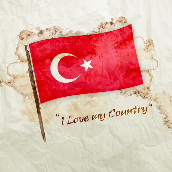 Türkiye'nin bayrak suluboya grunge kağıt üzerinde — Stok fotoğraf