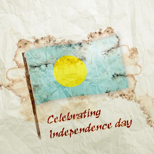 Palau Flagge auf Aquarell Grunge Papier — Stockfoto