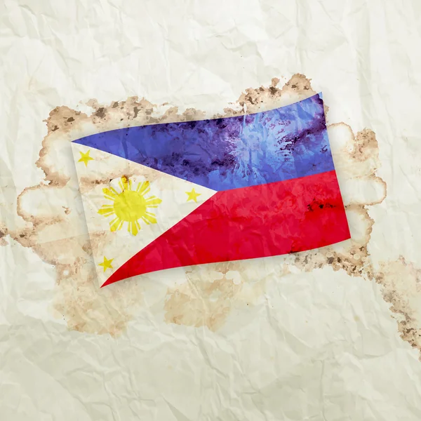 Philippinen-Flagge auf Aquarell-Grunge-Papier — Stockfoto