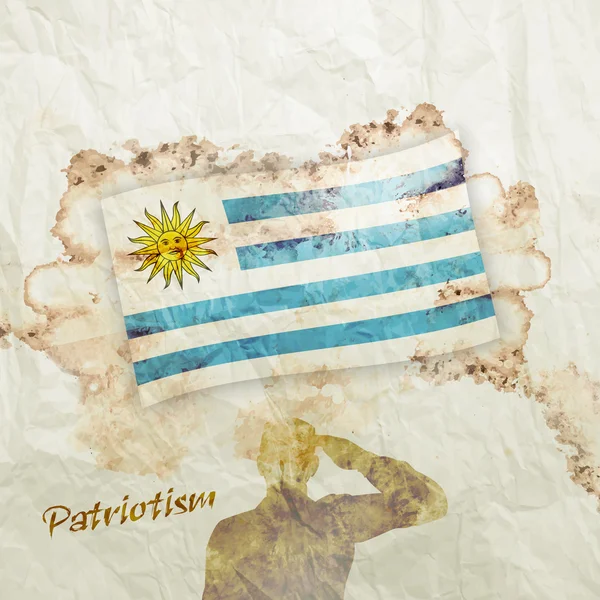 Uruguay flagga på akvarell grunge paper — Stockfoto