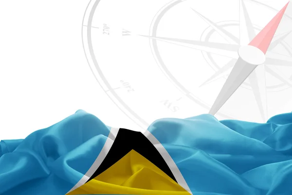 Flaga Saint Lucia i nawigacja compass — Zdjęcie stockowe