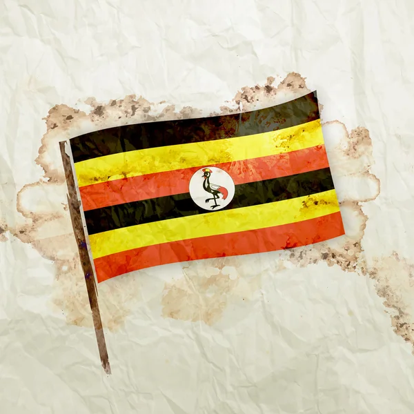 Uganda flagga på akvarell grunge paper — Stockfoto