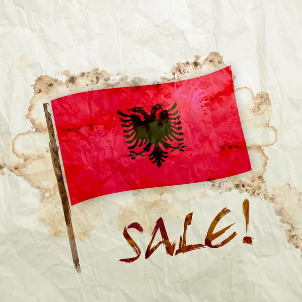 Bandiera Albania su carta grunge acquerello — Foto Stock