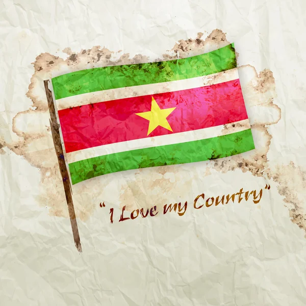 Суринамский флаг на акварельной гранж-бумаге — стоковое фото