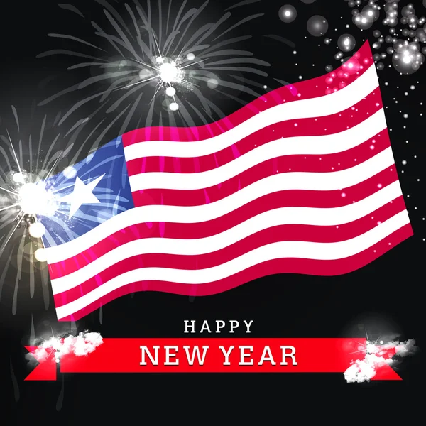 New year card with flag of Liberia — Stock Photo, Image