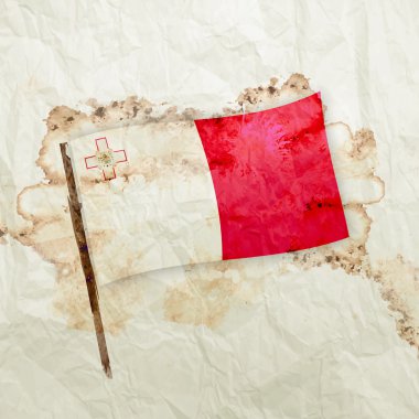 Malta bayrağı suluboya grunge kağıt üzerinde