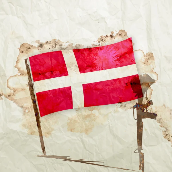 Vlajka Dánsko papírově akvarel grunge — Stock fotografie