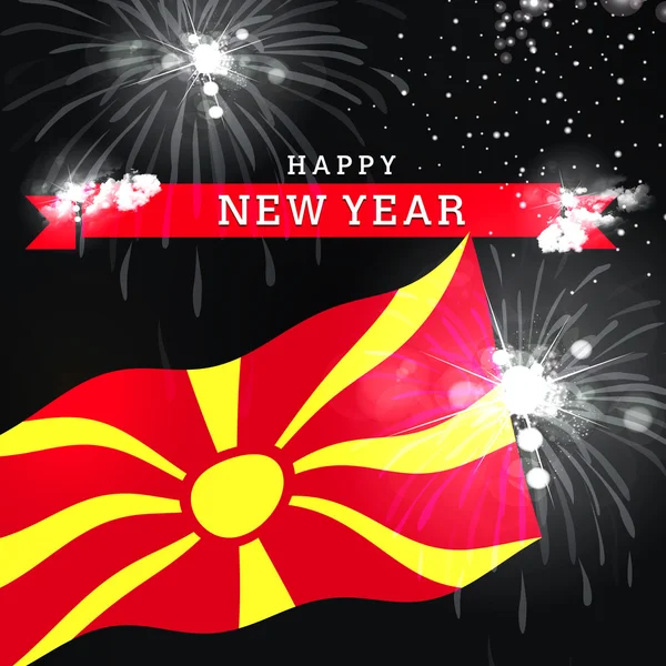Mutlu yeni yıl kartı bayrak ile — Stok fotoğraf